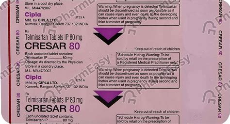 Cresar 80 MG Tablet (10): Uses, Side Effects, Price & Dosage | PharmEasy