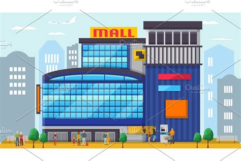 Shopping Mall Center Vector Illustration