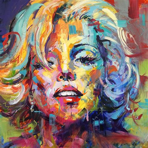 Marilyn Monroe painted in vibrant colours. Acrylic on heavy duty 12oz ...