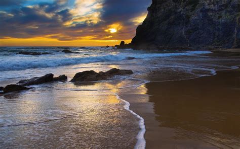 coast, Nature, Waves, Beach, Cliff, Rock, Sunset, Landscape, Sea ...