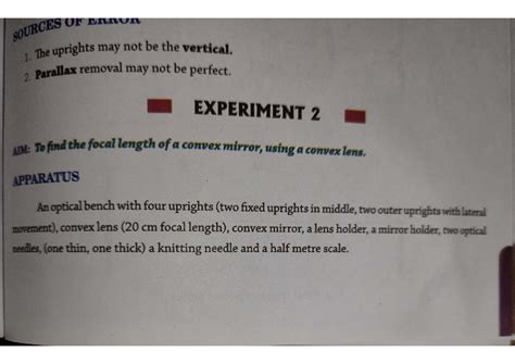 Focal Length Determination of Convex Mirror - Experiment 2 - Studocu