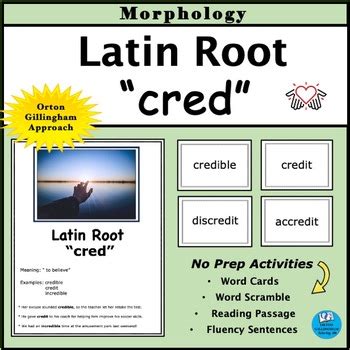 Latin Root ( cred ) Morphology - Worksheets - Activities | TPT