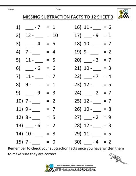 Image result for 1st Grade Math Subtraction Worksheets