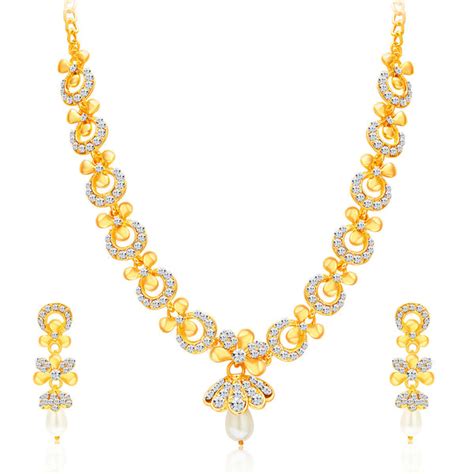 Sukkhi Glittery Gold Plated AD Necklace Set For Women - Sukkhi.com