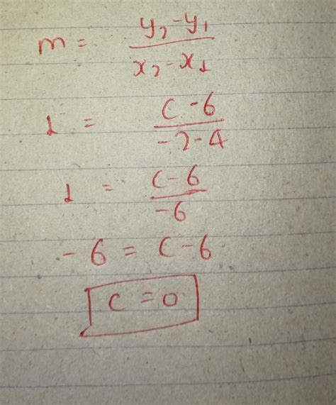 P(4,6), Q(-2,c)y m=1 - Brainly.in