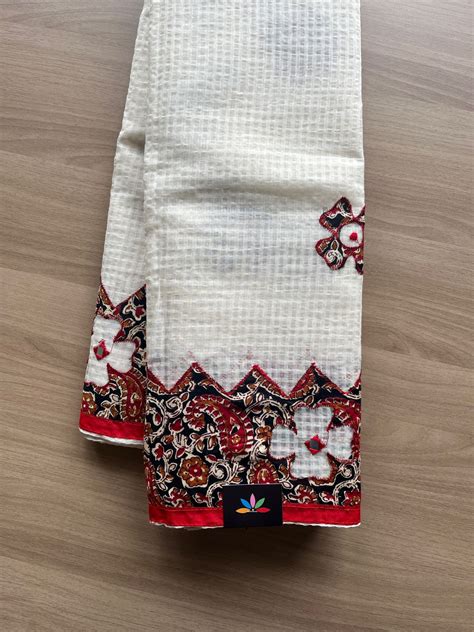Appliqué work Kota Checks Saree (Without blouse) -20652 – Fabk-in