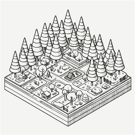 Line art isometric illustration of jungle | Premium AI-generated vector