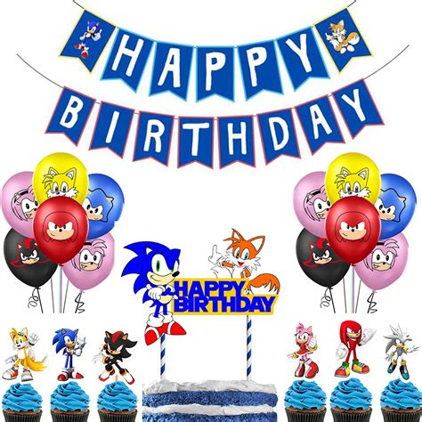 Buy Bonamana Sonic Party Decorations Pack Sonic Birthday Banner Sonic ...