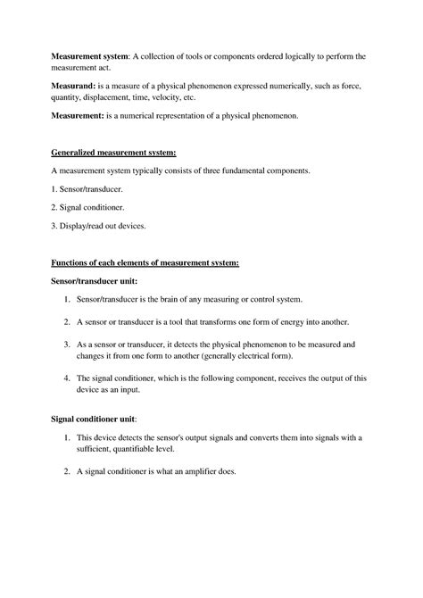 Module 1 PART 2 - Lecture notes of Mechatronics - Measurement system ...