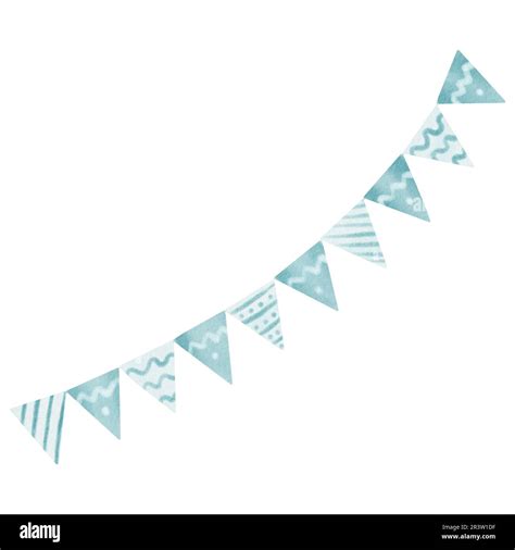 Blue carnival garland with flags birthday party decoration, string of flags, banner background ...