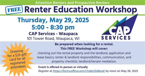 Renter Education Workshop - Waupaca, 101 Tower Rd, Waupaca, WI 54981 ...