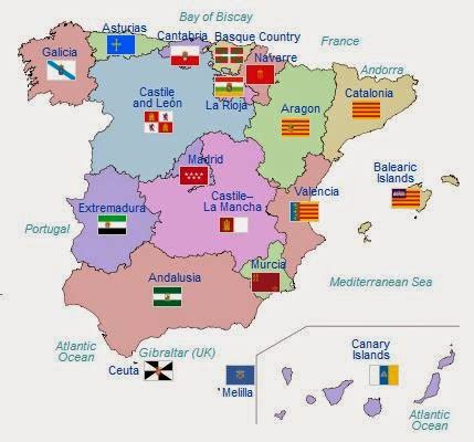 西班牙17个自治区地图展示_地图分享