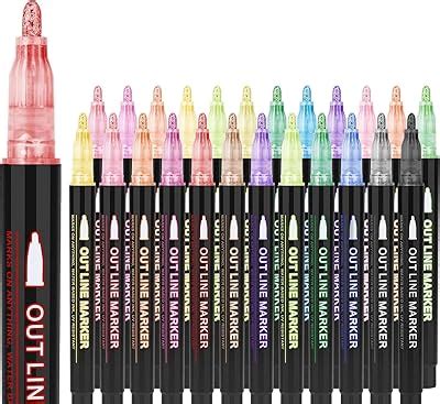 Tommax Double Line Outline Markers 24pcs, Metallic India | Ubuy
