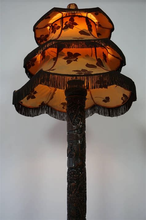 1920s Fine Antique Chinese Carved Floor Lamp with Pagoda Shade For Sale ...