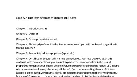Econ 227: Term 1 Coverage of Key Topics and Concepts - Studocu