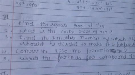 Find the square root of 729. What is the cube root of 512? Find the small..