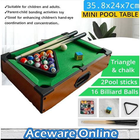 Wooden Portable Compact Mini Tabletop Pool Table Snooker Game Billiards ...