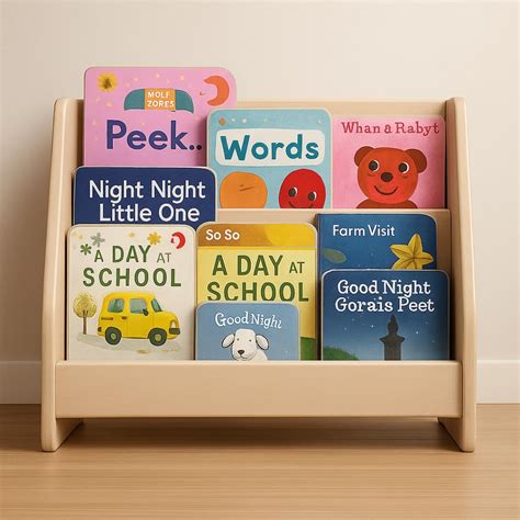 WonderVed Premium Polished Wooden Montessori Bookshelf for Toddlers ...