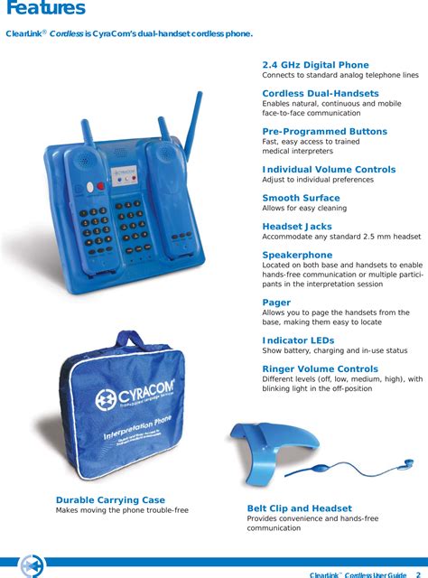 CyraCom VT-802C 2.4GHz EDCT CORDLESS PHONE User Manual ClearLink Cordless User Guide indd