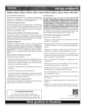 LIMITED WARRANTY - Goodman Manufacturing 2020-2026 - Fill and Sign ...