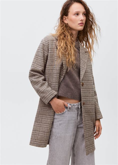 Check wool-blend coat - Teen | MANGO USA