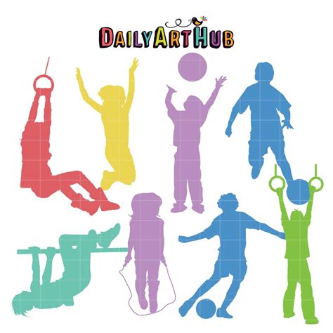 Kids Playing Silhouette Clip Art Set – Daily Art Hub // Graphics, Alphabets & SVG