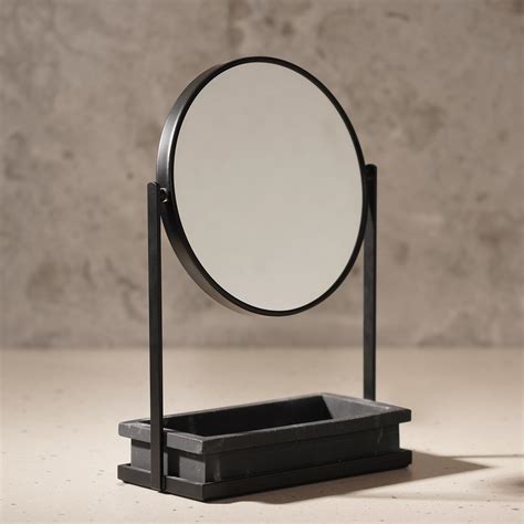Pure Home + Living Black Double Sided Metal Vanity Mirror with ...