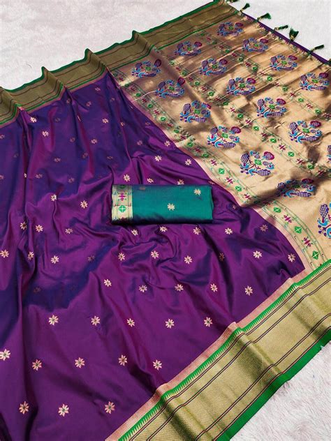 Designer Purple Paithani Silk Saree With Inimitable Blouse Piece ...