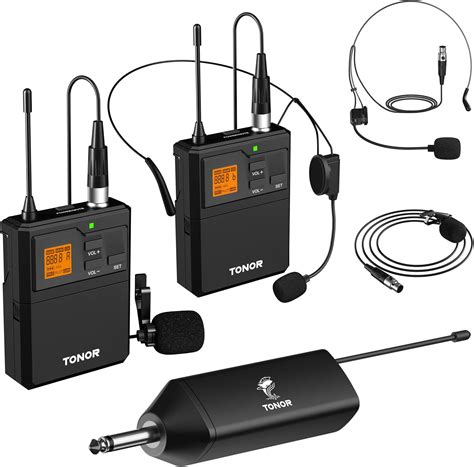 Amazon.com: TONOR UHF Wireless Microphone System with Dual Headset ...