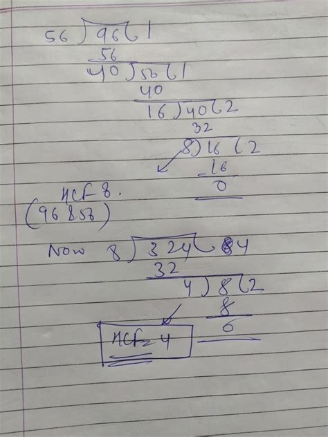 find hcf of 56, 96 and 324 by euclids algorithm - Brainly.in