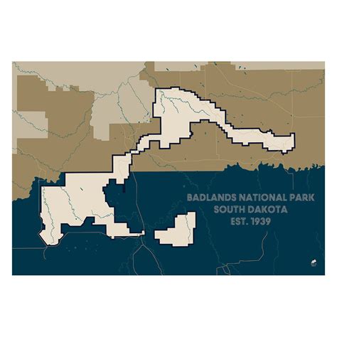 Badlands National Park Poster | National Park Map | Muir Way
