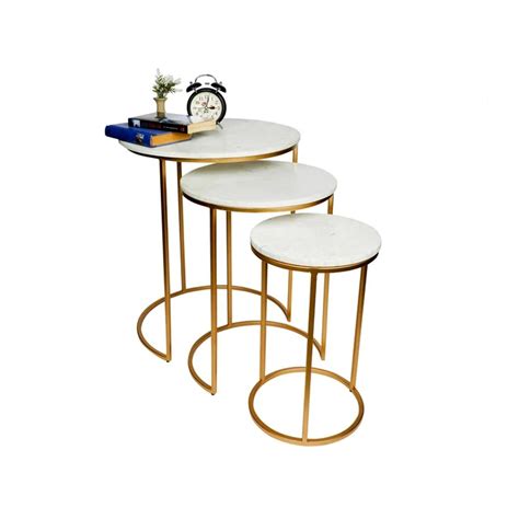 Trio Golden Coffee Tables (Set of 3) – Saajawat