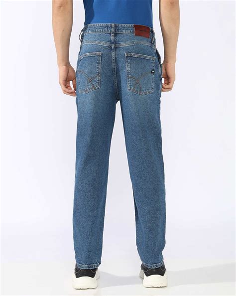 Jaxon Straight Fit Mid Rise Light Wash Dark Blue Jeans