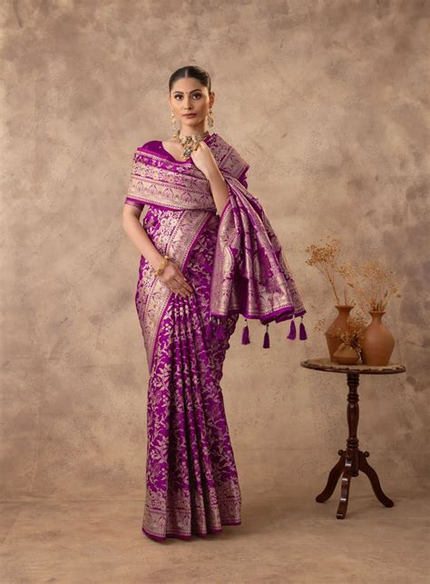 Rajsi Purple Satin Saree – Varyam