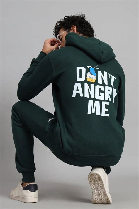 Regular Fit Printed Bottle Green Hoodie-Trouser Co-ord Set For Men ...