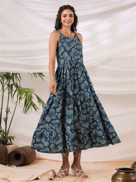 Shop Traditional Jaipuri Cotton Print Maxi Dresses Online | Jaipur Morni