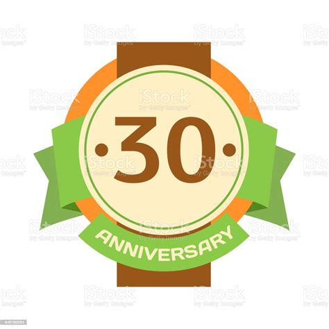 Birthday Thirtieth Badge Banner Design Flat Celebration Emblem ...