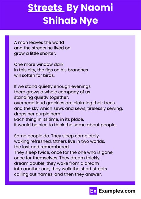 Streets Poem by Naomi Shihab Nye to Download
