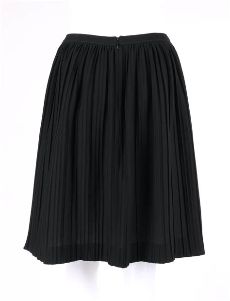 VALENTINO Black Wool Crepe Accordion Pleated Knee Length Skirt For Sale ...