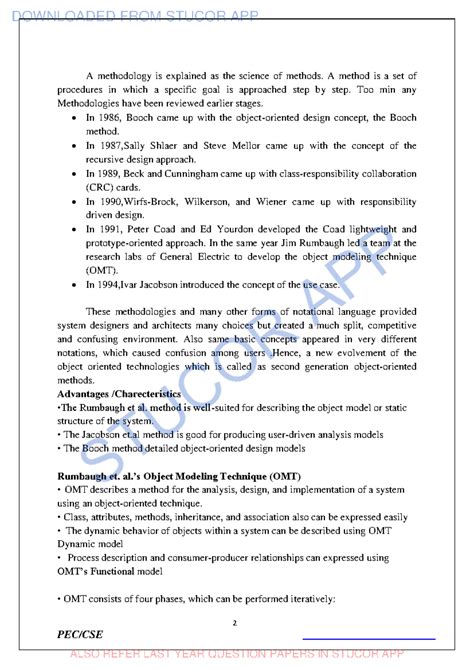 CSE-PEC Object-Oriented Design Methodologies - Unit 1 Notes - Studocu