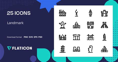 Landmark Icon Pack | Outline | 25 .SVG Icons