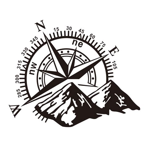 Carevas Mountain Compass Stickers Decal,Waterproof Vinyl Auto Body Side ...