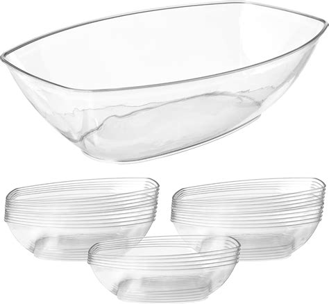 Amazon.com: Clear Oval Plastic Serving Bowls (64 Oz) - Disposable ...