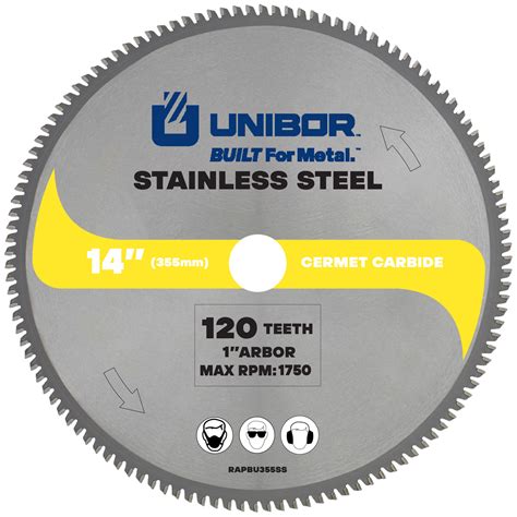Unibor Cermet Carbide 14" Stainless Steel Chop Saw Blade