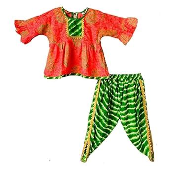 Buy Bold N Elegant Floral Leheriya Print Girl's Ethnic Top Kurta with ...