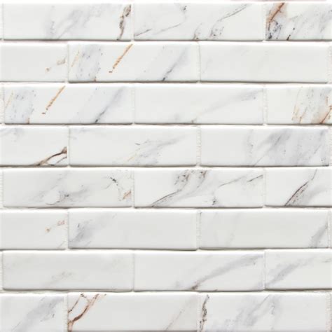 SUNWINGS Calacatta Gold 11-in x 12-in Matte Recycled Glass Brick Subway ...