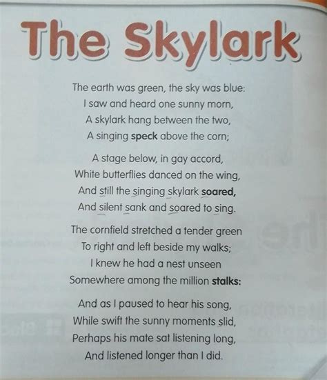 Read the Poem The Skylark and answer the following questions.A ...