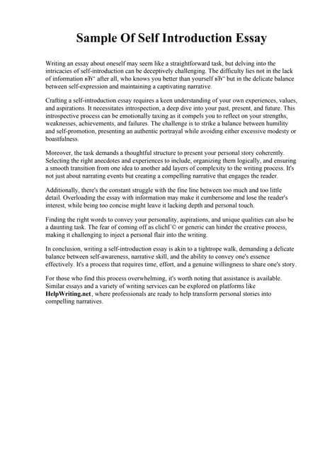 Image result for Essay Self Introduction Writing Sample