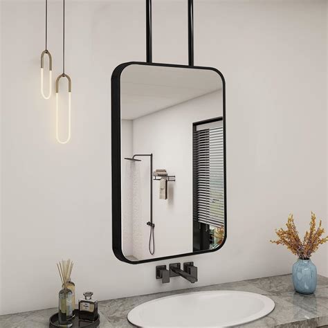 Modern Ceiling Hanging Oval Mirrors with Metal Frame and Ceiling Boom ...