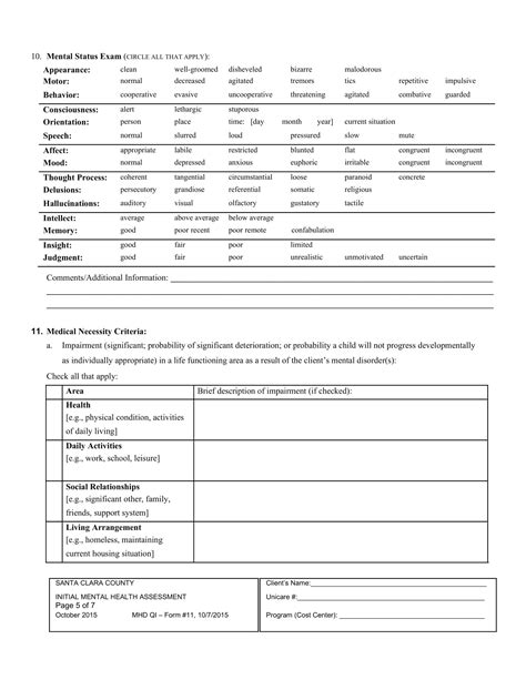 Free Printable Mental Status Exam Templates [PDF, Word] Worksheet